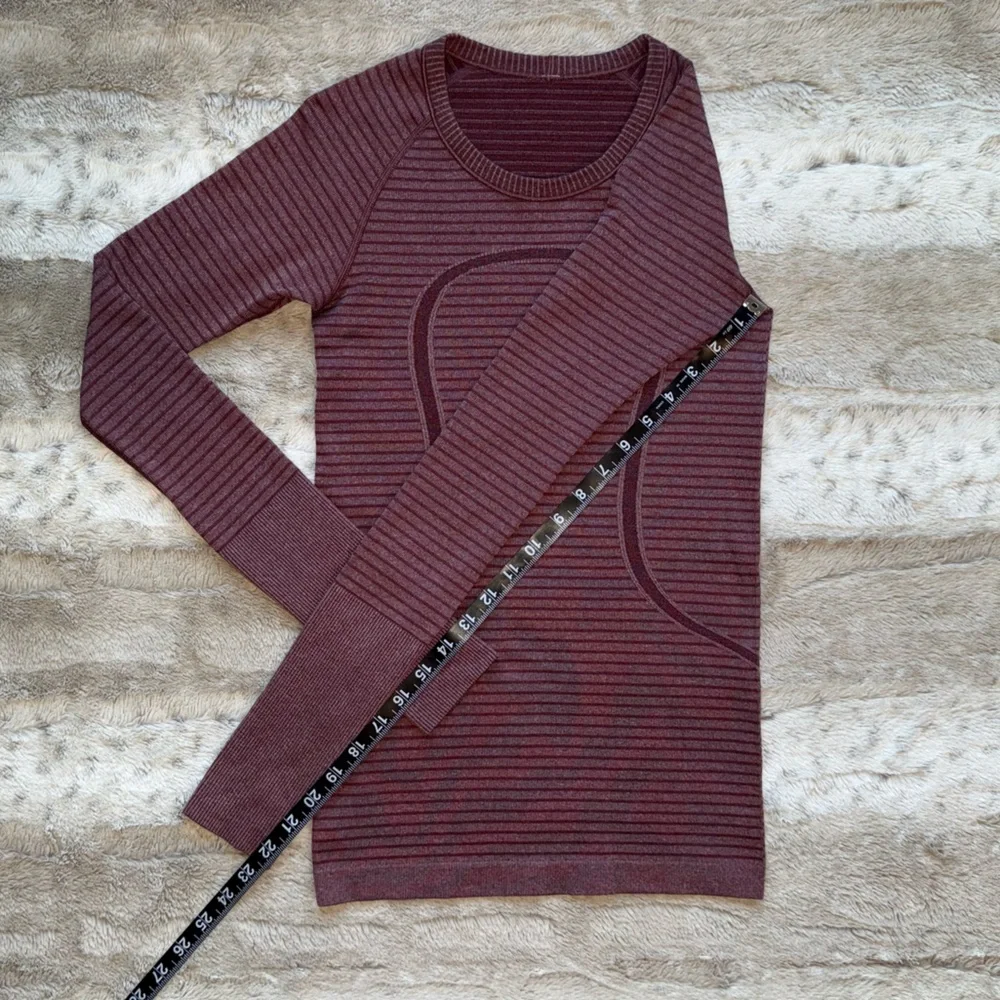 Lululemon Swiftly Tech Long Sleeve Crew in Heathered Bordeaux Drama Size 4 - Picture 9 of 15